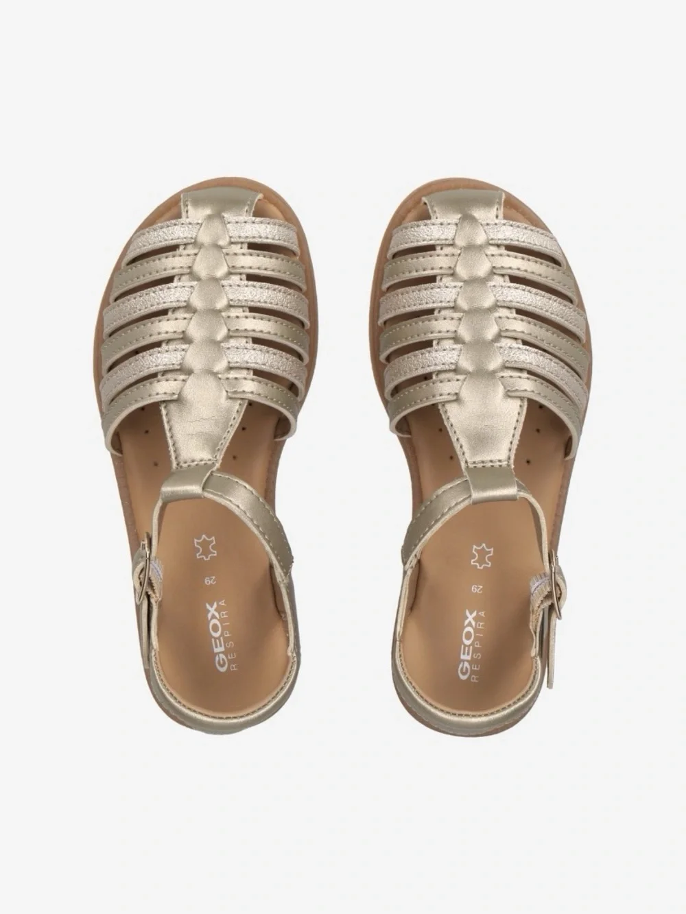 Geox Karly Girls platinum Gold Fisherman Closed Toe Sandals